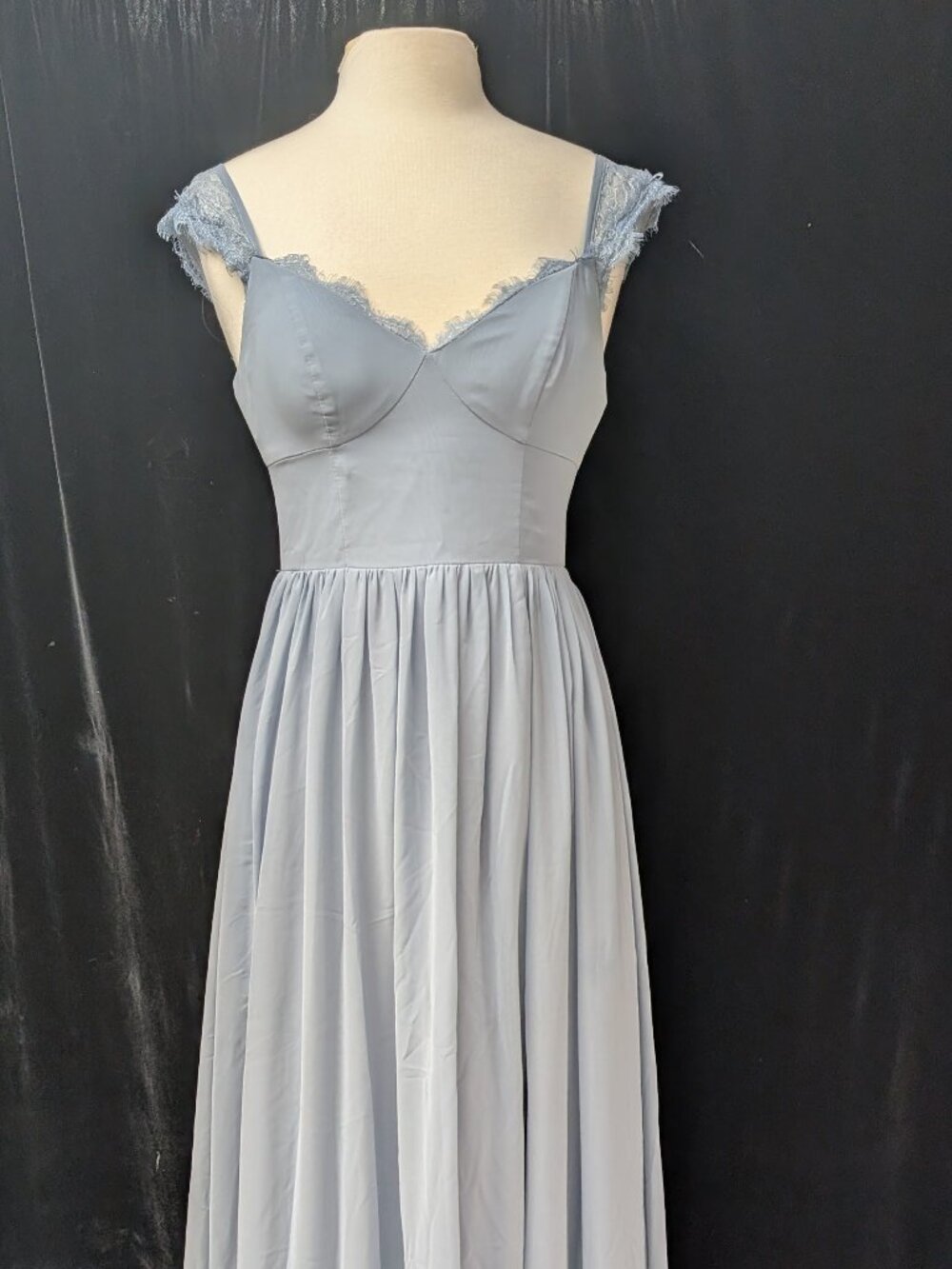 Azazie Light Blue Dress with lace, Size 6, Bridesmaid, Summer,